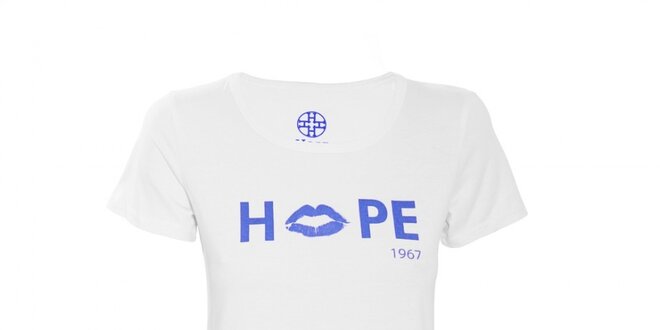 Dámské bílé tričko Hope s modrým potiskem