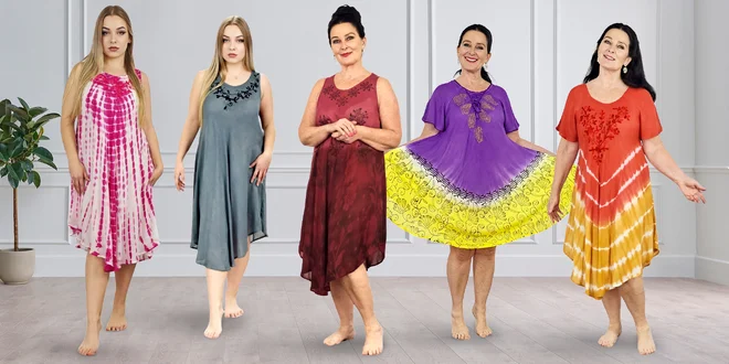 Lehké batikované šaty z umělého hedvábí