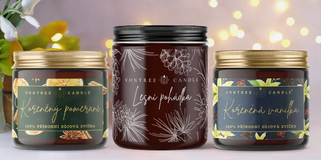 Přírodní sójové svíčky VONTREE CANDLE® Candle v mnoha vůních