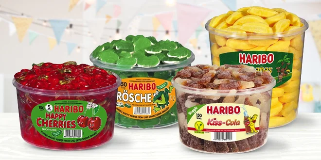 Velké balení Haribo bonbonů v dóze: 150 či 510 ks