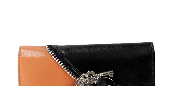 Dámská černo-oranžová peněženka se zipem Menbur