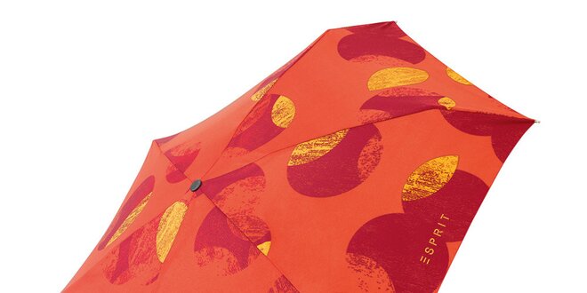 Oranžový skládací deštník se vzorem Esprit