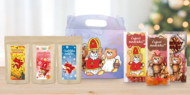 Mikulášské balíčky a boxy plné čajových medvídků