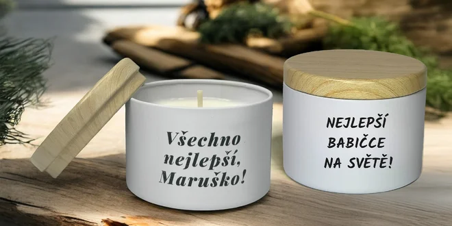 Sójové svíčky s vlastním textem: 16 vůní, 30-60 hodin
