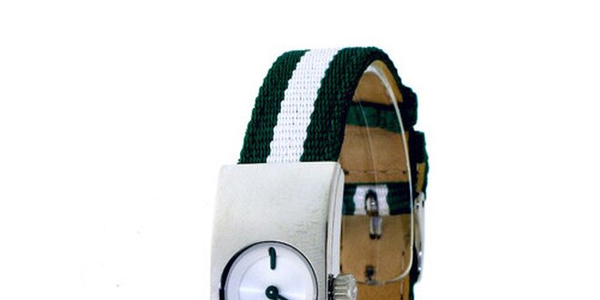 Dámské hodinky Lacoste se zeleno-bílým řemínkem