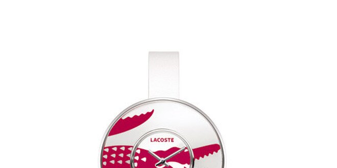 Dámské bílé hodinky Lacoste s velkým růžovým logem