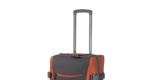 Šedo-oranžová cestovní taška na kolečkách Esprit