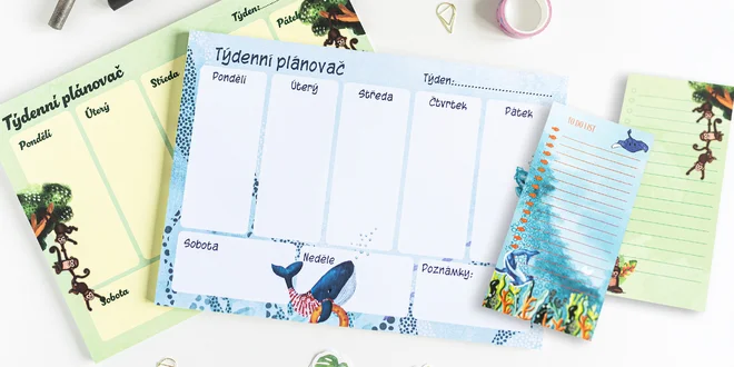 Plánovače a to-do listy s krásnými ilustracemi zvířat