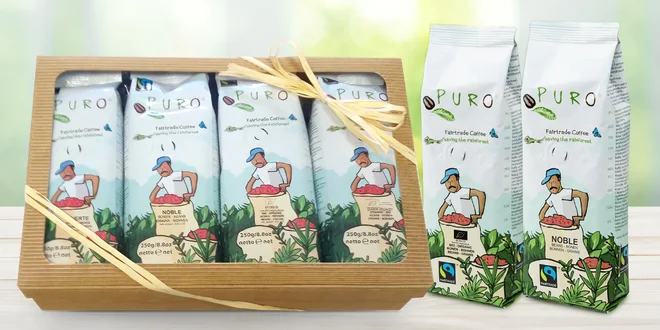 Balení fair trade kávy: zrnková, instantní i bez kofeinu