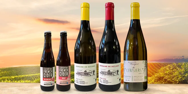 Francouzská červená a bílá vína i cidery v bio kvalitě