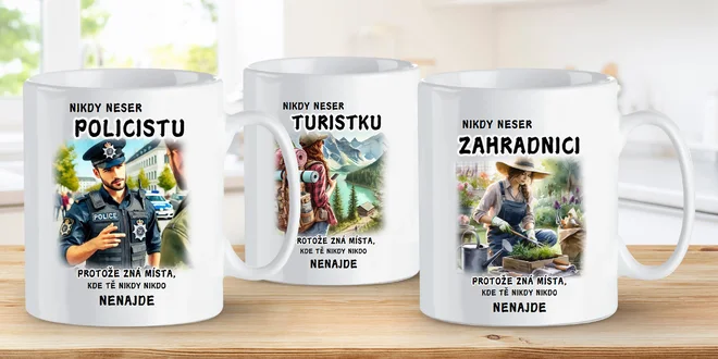 Keramické hrnky s vtipným varováním