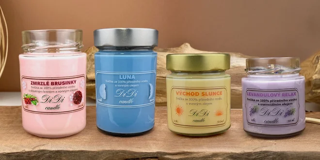 Přírodní ručně odlévané svíčky ve skle od rodinné firmy