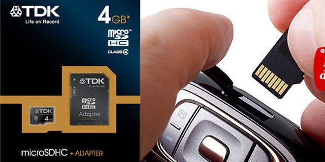 Paměťová karta TDK 4 GB s SD adaptérem