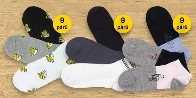 Pánské kotníčkové ponožky, 9 párů