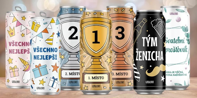 Sety piv, limonád i gin & toniku v tematických plechovkách