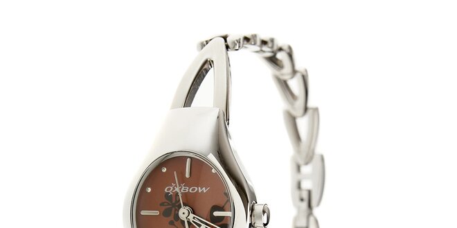 Dámské ocelové hodinky Oxbow s tmavě hnědým ciferníkem