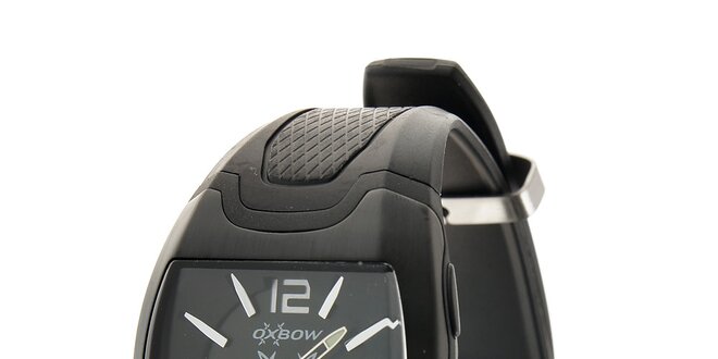 Černé hodinky Oxbow s pryžovým řemínkem