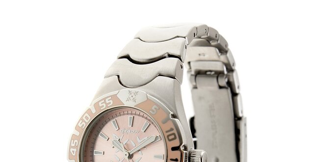 Dámské ocelové hodinky Oxbow s jemně růžovým ciferníkem