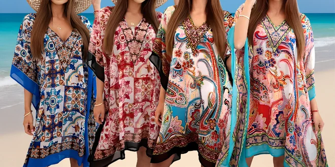 Dámské plážové pončo: volný střih, elegantní vzory