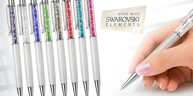 Luxusní pero s křišťály Swarovski s poštovným v ceně