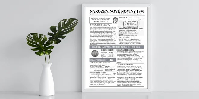 Zarámované narozeninové noviny: roky 1970–1994