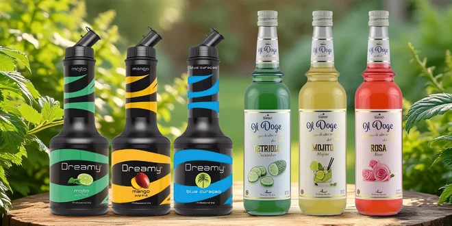 Prémiové sirupy a ovocná pyré: mojito, malina i limetka