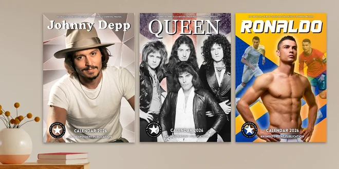 Kalendáře na rok 2026: Depp, Ronaldo, Queen ad.