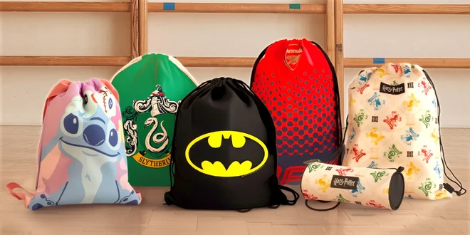 Sportovní vaky s potiskem: H. Potter, Stitch, UEFA aj.