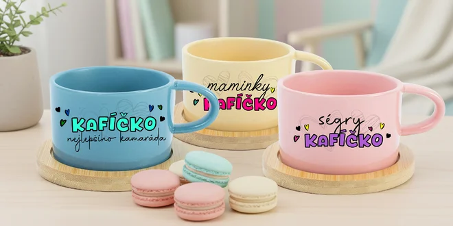 Keramický hrneček s podšálkem pro milovníky kávy