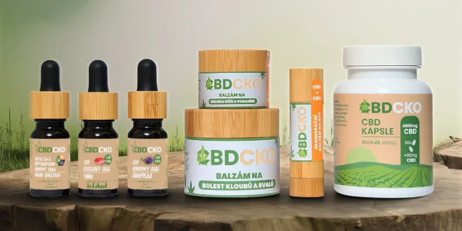CBD oleje, balzámy na rty i lososový olej pro zvířata