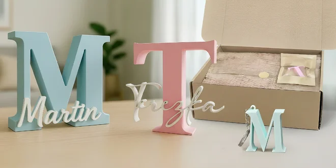 3D písmeno se jménem vč. přívěsku na klíče