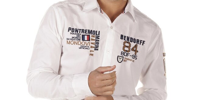 Pánská bílá košile s nášivkami Bendorff