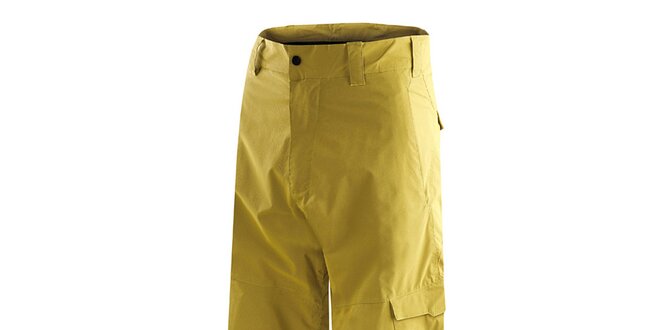 Pánské žluté snowboardové kalhoty s potiskem
