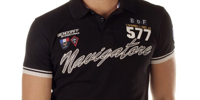 Pánské černé polo triko s nápisem Bendorff