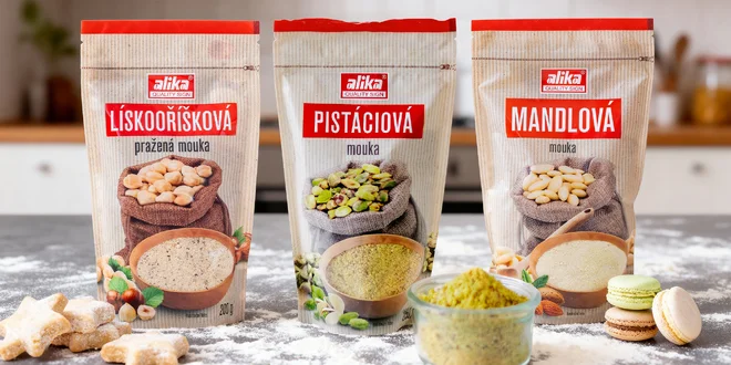 Bezlepkové oříškové mouky na pečení a sekané ořechy
