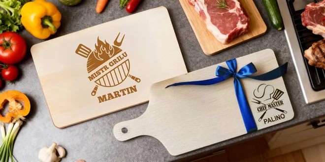 Dřevěné kuchyňské prkénko s gravírovaným textem