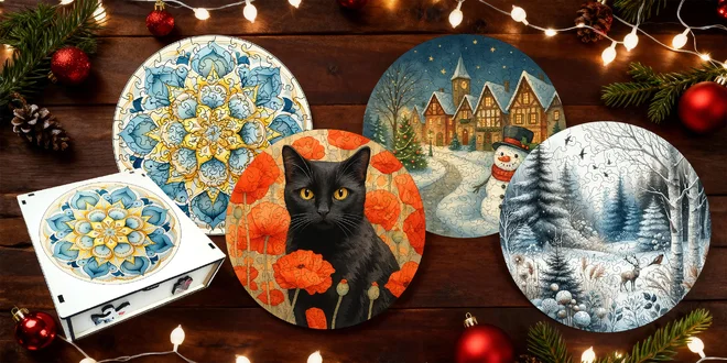 Dřevěné puzzle: zimní příroda, zvířata či mandaly