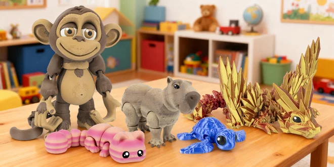 Pohyblivá zvířátka z české 3D tiskárny a eko materiálu