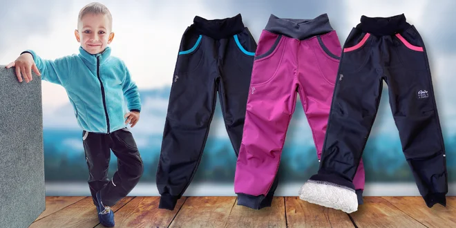 Dětské zateplené kalhoty ze softshellu s beránkem zn. GUDO