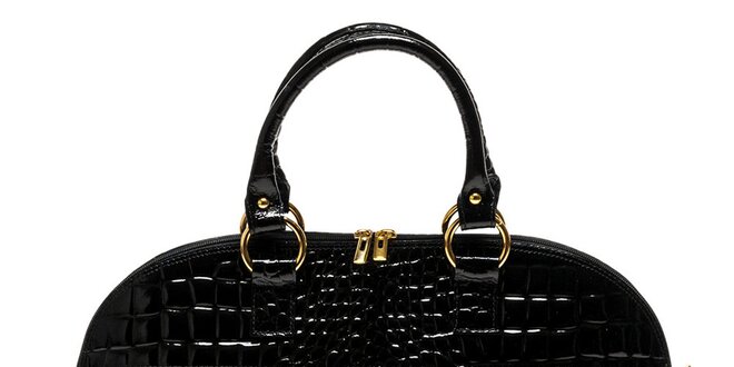 Dámská černá kožená kabelka s motivem hadí kůže Luisa Vannini