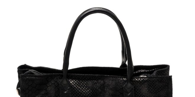 Dámská černá kabelka se vzorem hadí kůže Luisa Vannini