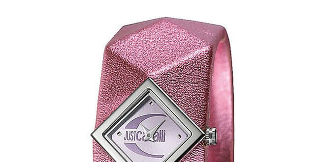 Dámské růžové ocelové náramkové hodinky Just Cavalli s pyramidkami