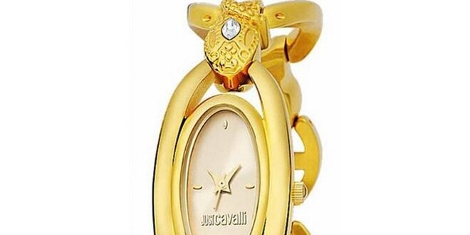 Dámské náramkové hodinky Just Cavalli s oválným ciferníkem ve zlaté barvě