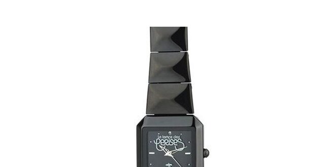 Dámské černé hranaté hodinky Le Temps des Cerises