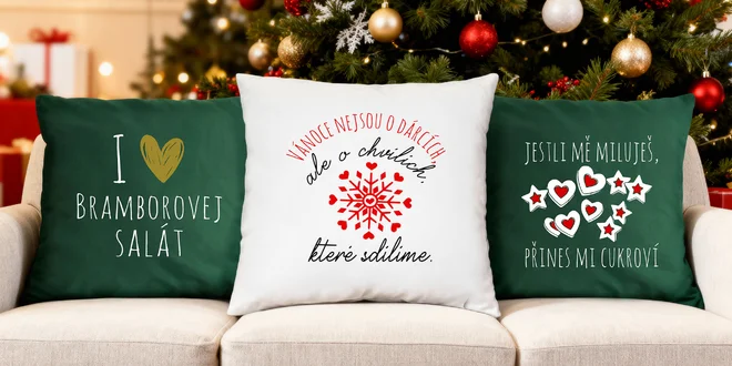 Vánoční povlaky na polštářky: vtipné i milé motivy