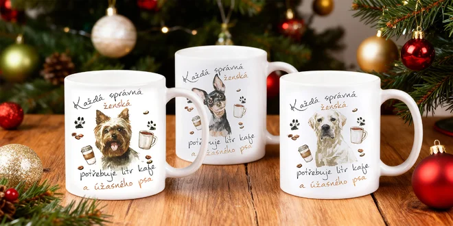 Hrnky pro dámy s motivy 40 plemen psů
