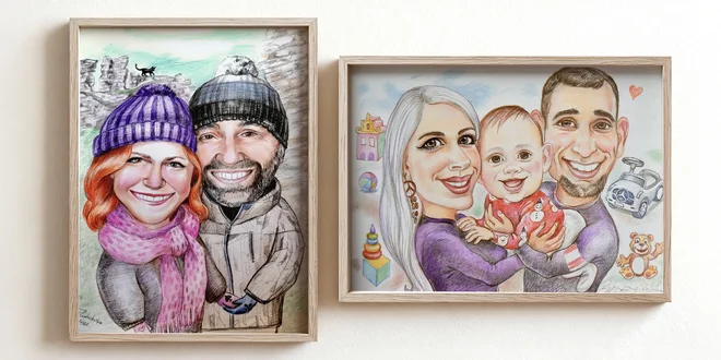 Ručně kreslená karikatura 2 osob na míru