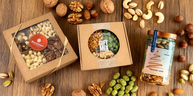 Degustační dárkové sady ořechů a dražé: 180-1 250 g