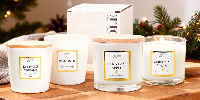 Vonné sójové svíčky s dřevěným víčkem, vyrobeno v ČR