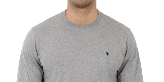 Pánské světle šedé melírované tričko Ralph Lauren